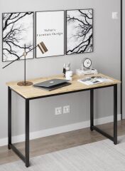 Mebars Narin Çalışma Masası 120x60 cm Meşe| Bilgisayar Masası | Home Office Ofis Masası | Metal Ayaklı Modern Ders ve Yazı Masası