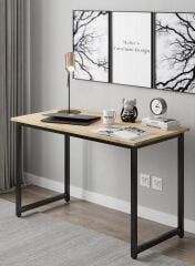 Mebars Narin Çalışma Masası 120x60 cm Meşe| Bilgisayar Masası | Home Office Ofis Masası | Metal Ayaklı Modern Ders ve Yazı Masası