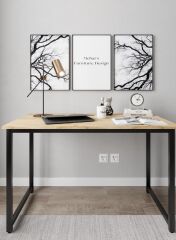 Demonte Metal Ayaklı Çalışma Masası 120x60 cm-Ev Ofis Bilgisayar Masası -Meşe