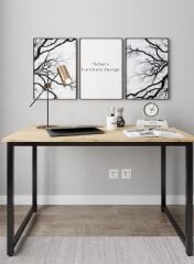 Mebars Narin Çalışma Masası 120x60 cm Meşe| Bilgisayar Masası | Home Office Ofis Masası | Metal Ayaklı Modern Ders ve Yazı Masası