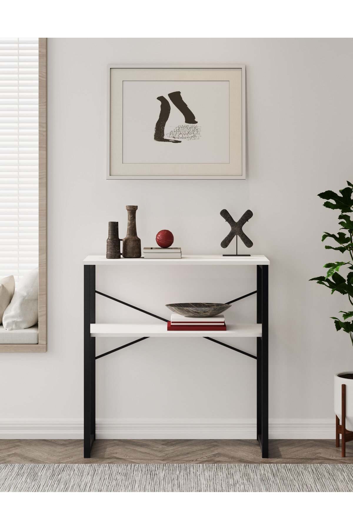 Özgen Dresuar, Kahve Köşesi, Raflı Metal Konsol - Beyaz