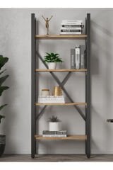 Metal Kitaplık 4 Raflı Çok Amaçlı Dosya Kitap Rafı Ofis Salon Raf 150x60cm - Atlantik Çam