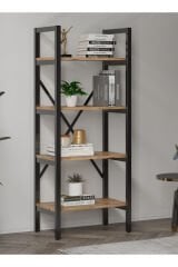Metal Kitaplık 4 Raflı Çok Amaçlı Dosya Kitap Rafı Ofis Salon Raf 150x60cm - Atlantik Çam