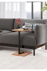 Metal Ayaklı C Sehpa Yan Sehpa Koltuk Sehpası Zigon Sehpa - Çam