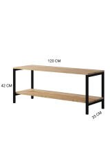 Oziba Tv ünitesi, Metal Ayaklı Televizyon Sehpası 120 cm - Meşe