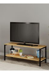Oziba Tv ünitesi, Metal Ayaklı Televizyon Sehpası 120 cm - Meşe