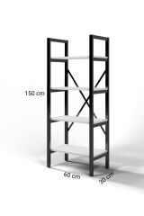 Metal Kitaplık 4 Raflı Çok Amaçlı Dosya Kitap Rafı Ofis Salon Raf 150x60cm - Beyaz