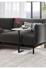 Metal Ayaklı C Sehpa Yan Sehpa Koltuk Sehpası Zigon Sehpa -  Beyaz 40 x 32