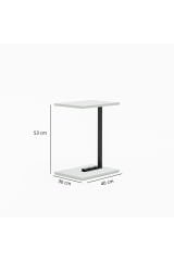 Metal Ayaklı C Sehpa Yan Sehpa Koltuk Sehpası Zigon Sehpa -  Beyaz 40 x 32