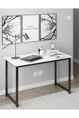 Demonte Metal Ayaklı Çalışma Masası 120x60 cm-Ev Ofis Bilgisayar Masası -Beyaz