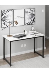 Mebars Narin Çalışma Masası 120x60 cm Beyaz | Bilgisayar Masası | Home Office Ofis Masası | Metal Ayaklı Modern Ders ve Yazı Masası