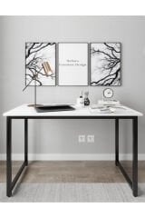 Mebars Narin Çalışma Masası 120x60 cm Beyaz | Bilgisayar Masası | Home Office Ofis Masası | Metal Ayaklı Modern Ders ve Yazı Masası