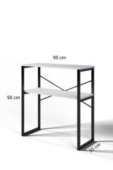 Özgen Dresuar, Kahve Köşesi, Raflı Metal Konsol - Beyaz 90 x 95