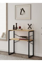 Özgen Dresuar, Kahve Köşesi, Raflı Metal Konsol - Meşe 90 x 95