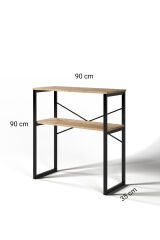 Özgen Dresuar, Kahve Köşesi, Raflı Metal Konsol - Meşe 90 x 95