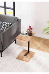 Metal Ayaklı C Sehpa Yan Sehpa Koltuk Sehpası Zigon Sehpa - Çam 40 x 32
