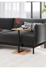 Metal Ayaklı C Sehpa Yan Sehpa Koltuk Sehpası Zigon Sehpa - Meşe 40 x 32